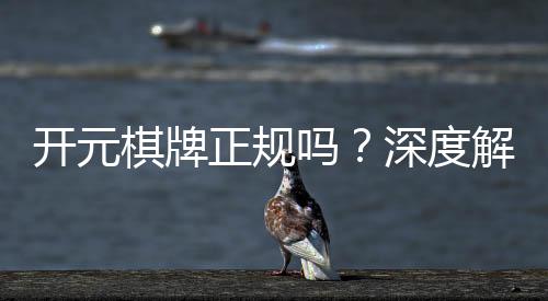 开元棋牌正规吗？深度解析其安全性与玩家真实体验